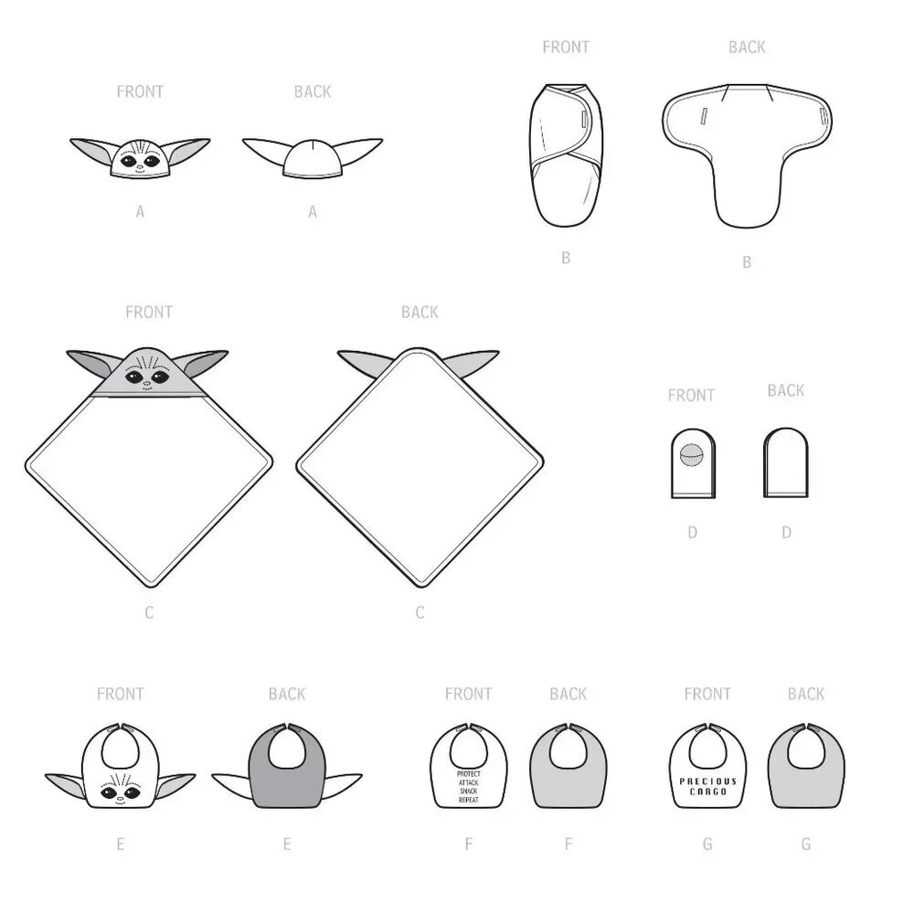 Simplicity Sewing Pattern‎ 9433 11281 Baby Swaddle Hat Towel Bib Bath Mitt
